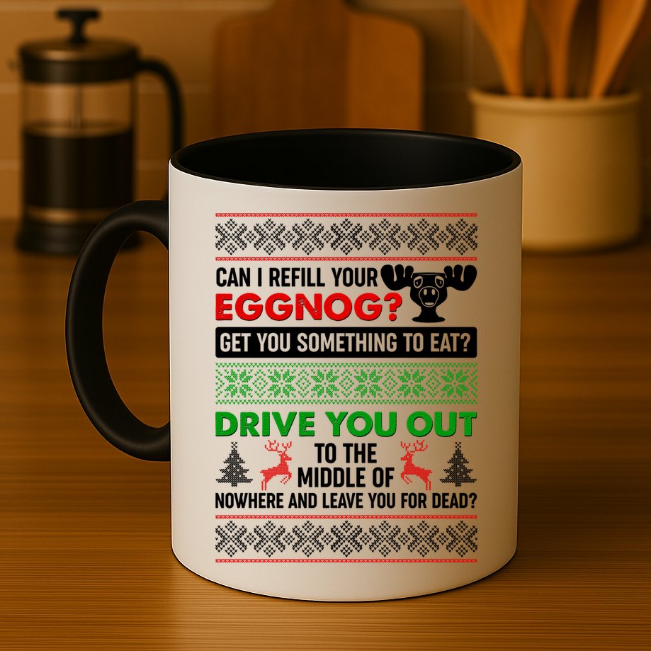 Funny Can I Refill Your Eggnog? Ugly Christmas Sweater Mug