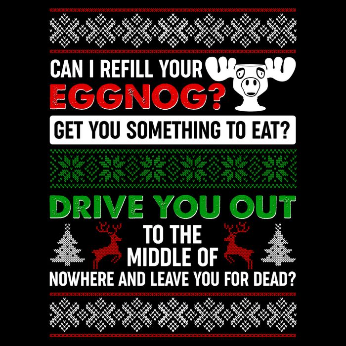 Funny Can I Refill Your Eggnog? Ugly Christmas Sweater Drawstring Bag