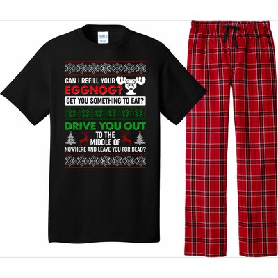 Funny Can I Refill Your Eggnog? Ugly Christmas Sweater Pajama Set