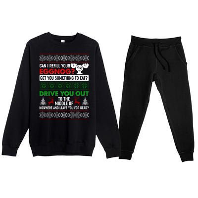 Funny Can I Refill Your Eggnog? Ugly Christmas Sweater Premium Crewneck Sweatsuit Set