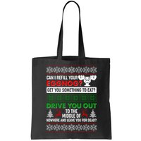 Funny Can I Refill Your Eggnog? Ugly Christmas Sweater Bag