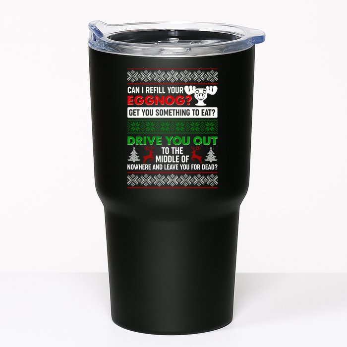 Funny Can I Refill Your Eggnog? Ugly Christmas Sweater Tumbler