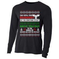 Funny Can I Refill Your Eggnog? Ugly Christmas Sweater Cooling Performance Long Sleeve Crew