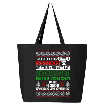 Funny Can I Refill Your Eggnog? Ugly Christmas Sweater 25L Jumbo Tote