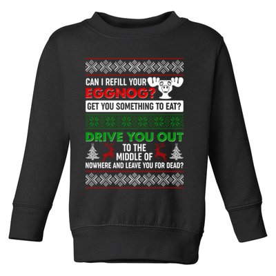 Funny Can I Refill Your Eggnog? Ugly Christmas Sweater Toddler Sweatshirt