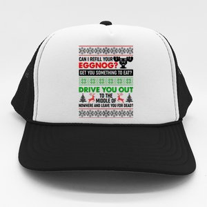 Funny Can I Refill Your Eggnog? Ugly Christmas Sweater Trucker Hat