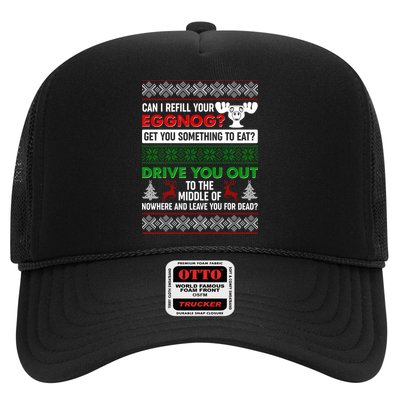 Funny Can I Refill Your Eggnog? Ugly Christmas Sweater Trucker Hat