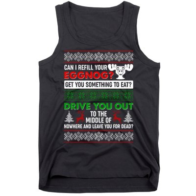 Funny Can I Refill Your Eggnog? Ugly Christmas Sweater Tank Top