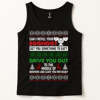 Funny Can I Refill Your Eggnog? Ugly Christmas Sweater Tank Top