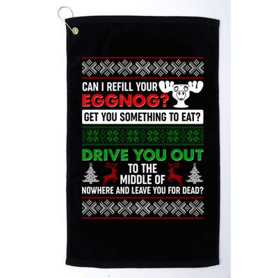 Funny Can I Refill Your Eggnog? Ugly Christmas Sweater Golf Towel