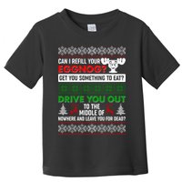 Funny Can I Refill Your Eggnog? Ugly Christmas Sweater Toddler T-Shirt