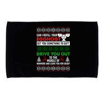Funny Can I Refill Your Eggnog? Ugly Christmas Sweater Microfiber Hand Towel