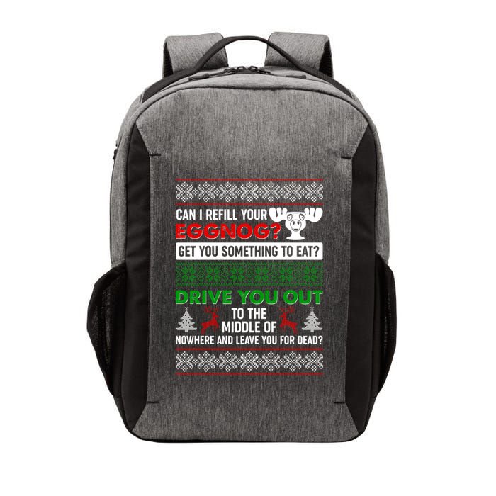 Funny Can I Refill Your Eggnog? Ugly Christmas Sweater Vector Backpack