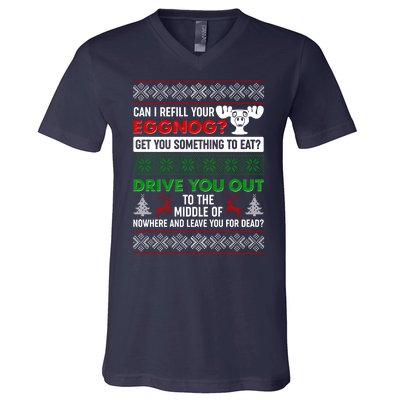 Funny Can I Refill Your Eggnog? Ugly Christmas Sweater V-Neck T-Shirt