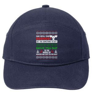 Funny Can I Refill Your Eggnog? Ugly Christmas Sweater 7-Panel Snapback Hat