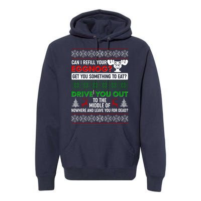 Funny Can I Refill Your Eggnog? Ugly Christmas Sweater Premium Hoodie