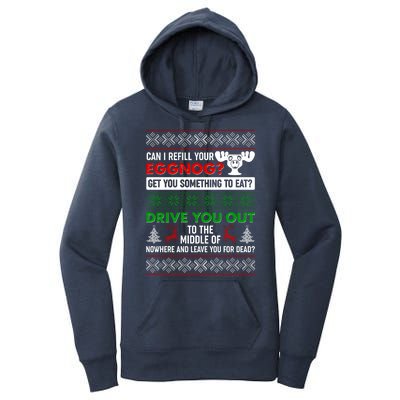 Funny Can I Refill Your Eggnog? Ugly Christmas Sweater Women's Pullover Hoodie