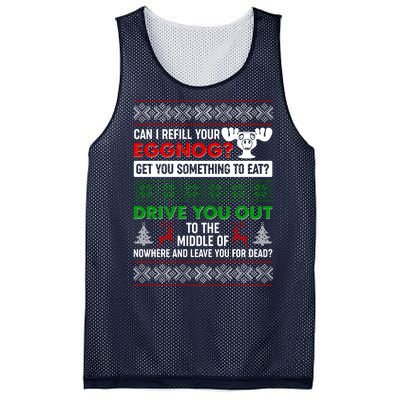 Funny Can I Refill Your Eggnog? Ugly Christmas Sweater Mesh Reversible Basketball Jersey Tank