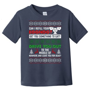 Funny Can I Refill Your Eggnog? Ugly Christmas Sweater Toddler T-Shirt