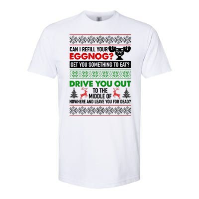 Funny Can I Refill Your Eggnog? Ugly Christmas Sweater Softstyle® CVC T-Shirt