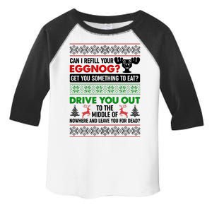 Funny Can I Refill Your Eggnog? Ugly Christmas Sweater Toddler Fine Jersey T-Shirt