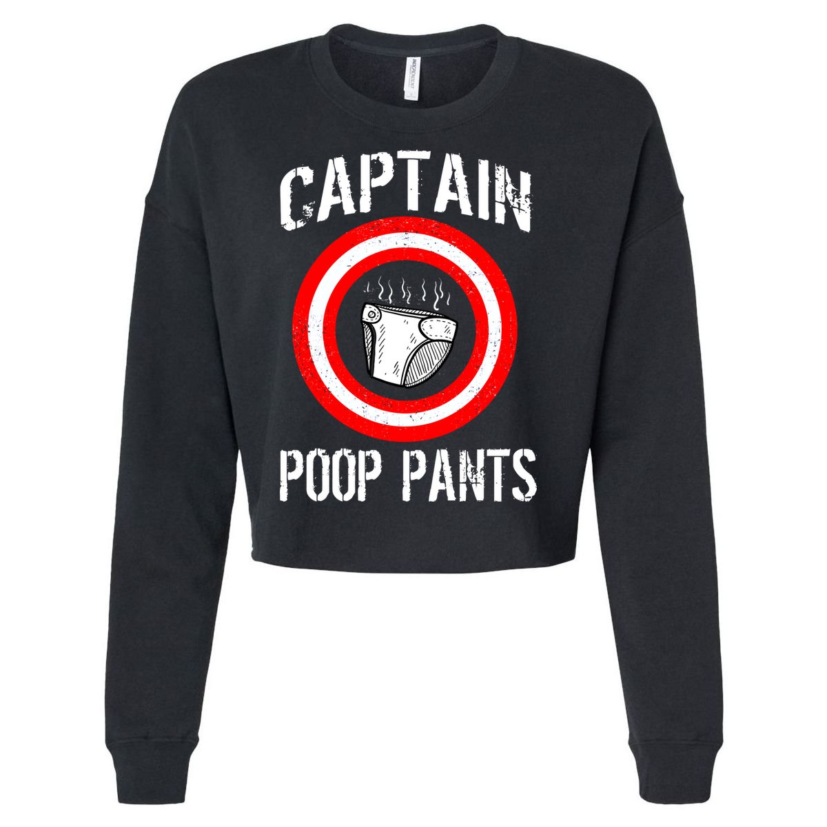 Funny Captain Poop Pants Cropped Pullover Crew