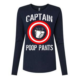 Funny Captain Poop Pants Womens Cotton Relaxed Long Sleeve T-Shirt