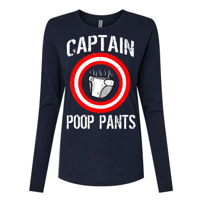 Funny Captain Poop Pants Womens Cotton Relaxed Long Sleeve T-Shirt