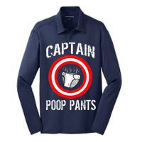 Funny Captain Poop Pants Silk Touch Performance Long Sleeve Polo