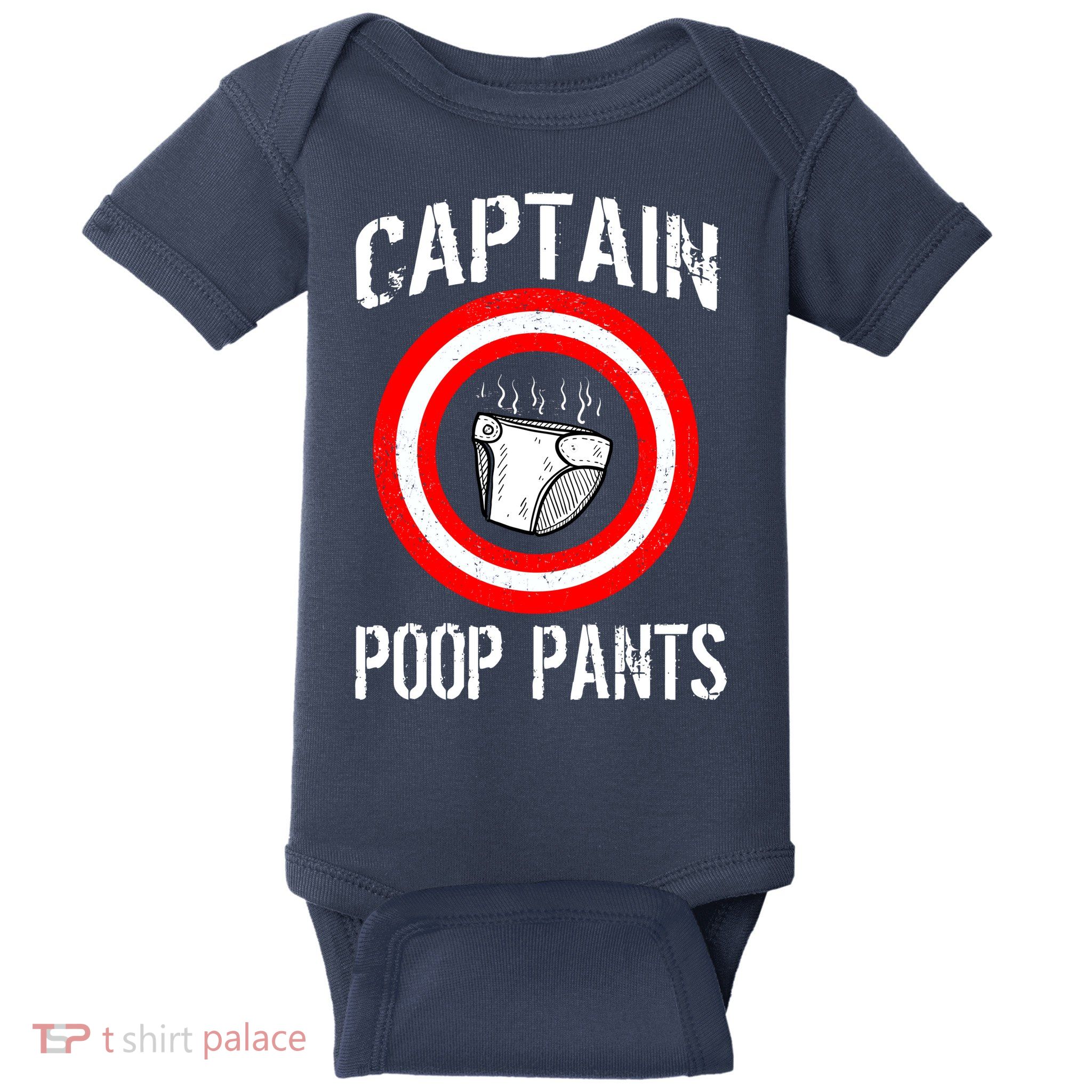 Funny Captain Poop Pants Baby Bodysuit