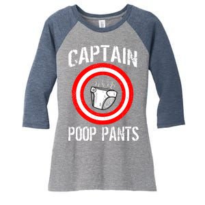 Funny Captain Poop Pants Women's Tri-Blend 3/4-Sleeve Raglan Shirt