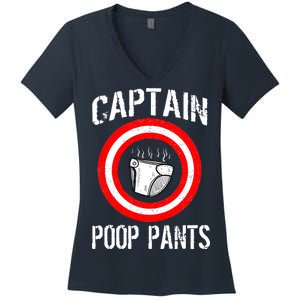 Funny Captain Poop Pants Women's V-Neck T-Shirt