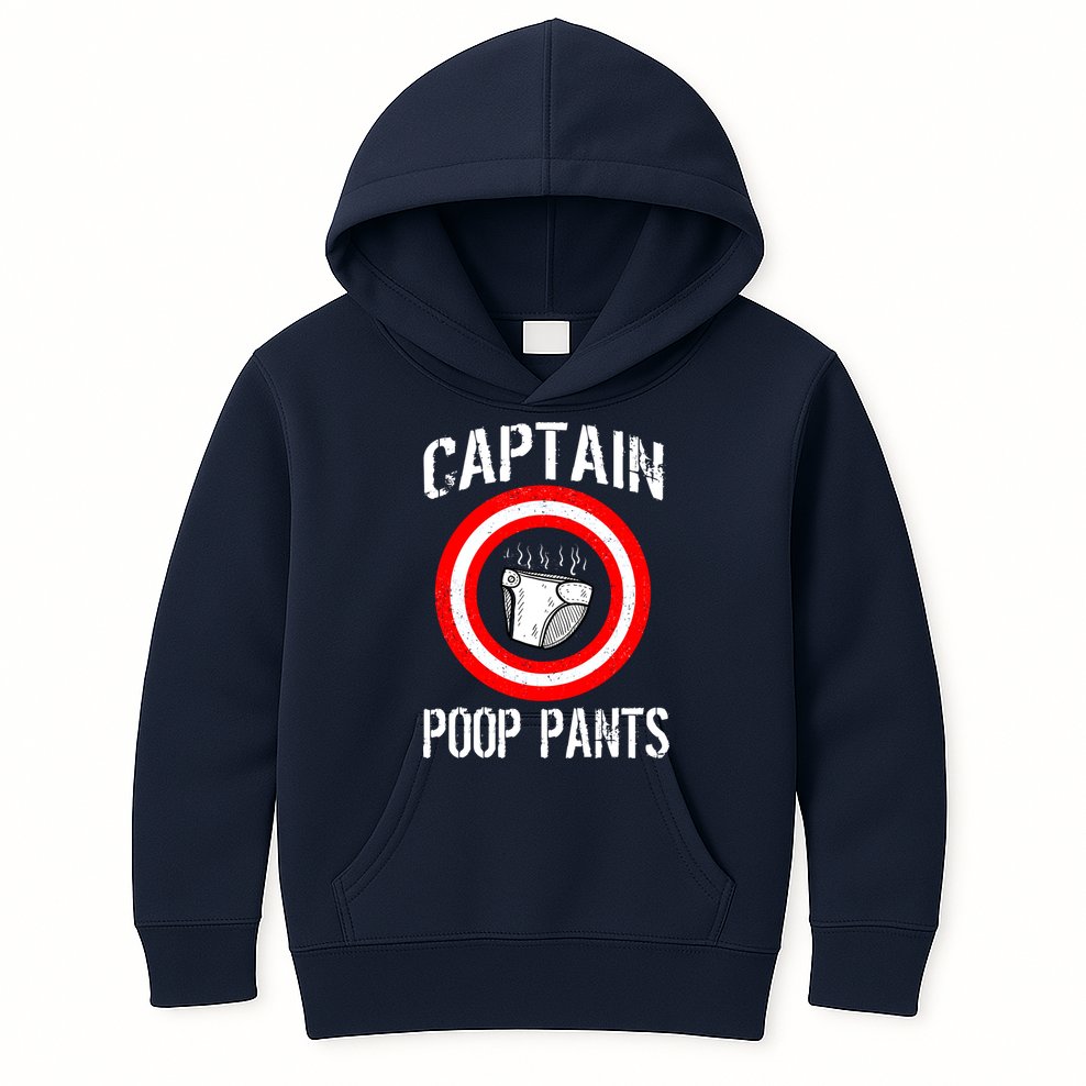 Funny Captain Poop Pants Kids Hoodie