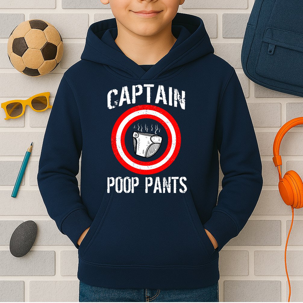 Funny Captain Poop Pants Kids Hoodie