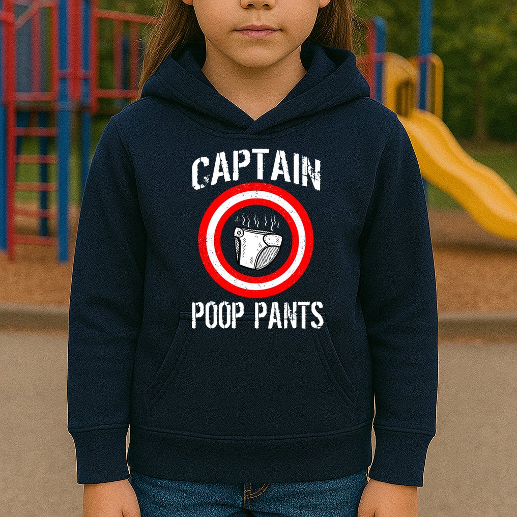 Funny Captain Poop Pants Kids Hoodie