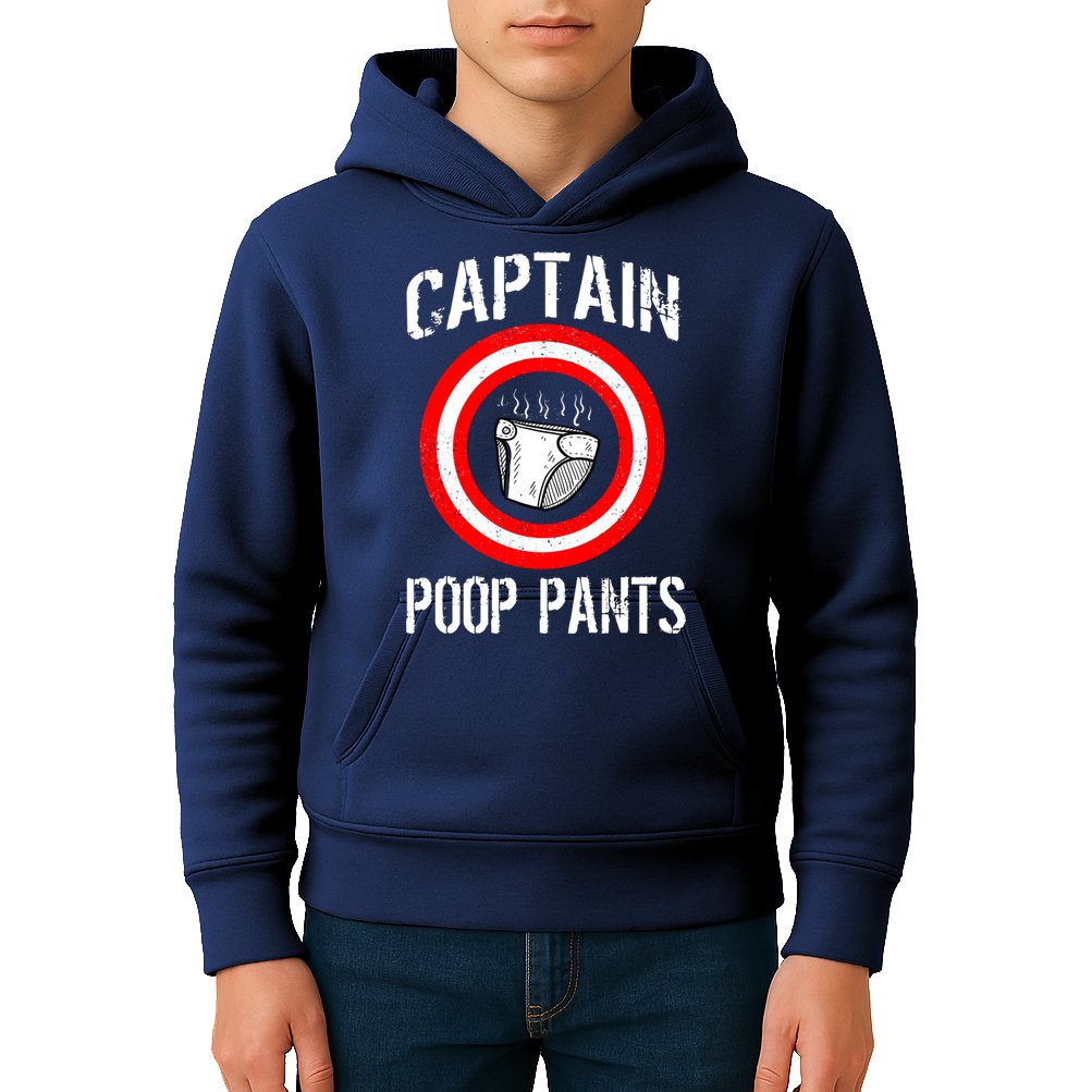 Funny Captain Poop Pants Kids Hoodie