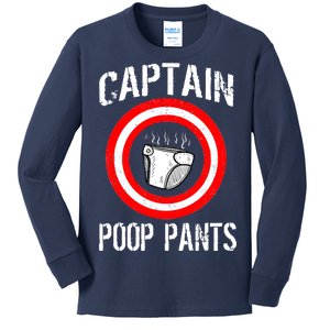 Funny Captain Poop Pants Kids Long Sleeve Shirt