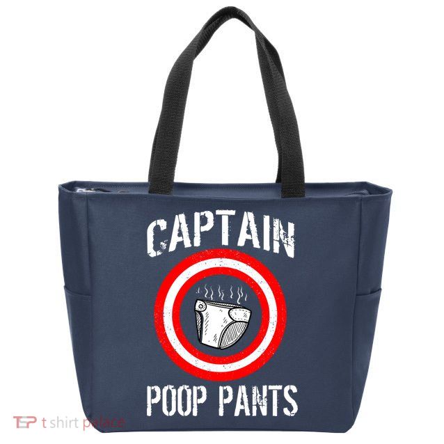Funny Captain Poop Pants Zip Tote Bag