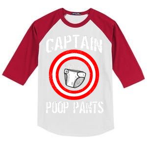 Funny Captain Poop Pants Kids Colorblock Raglan Jersey