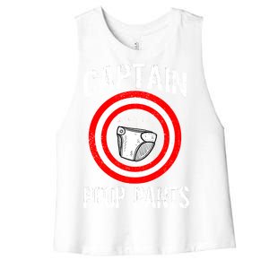 Funny Captain Poop Pants Women's Racerback Cropped Tank