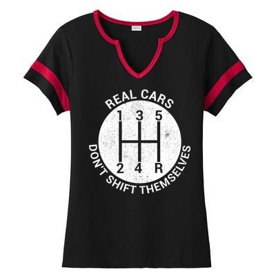 Funny Car Stick Shift Ladies Halftime Notch Neck Tee