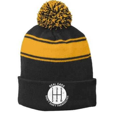 Funny Car Stick Shift Stripe Pom Pom Beanie