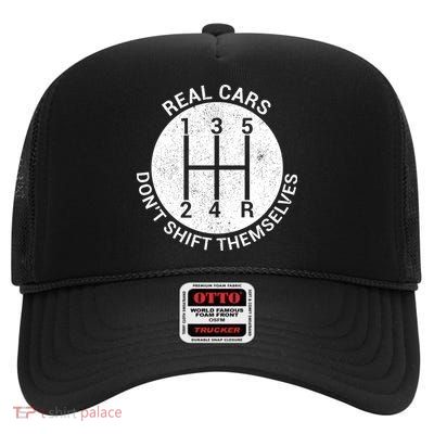 Funny Car Stick Shift High Crown Mesh Back Trucker Hat