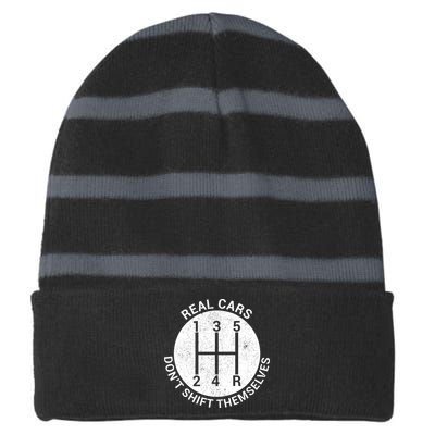 Funny Car Stick Shift Striped Beanie with Solid Band