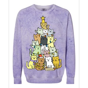 Funny Cat Christmas Tree Colorblast Crewneck Sweatshirt