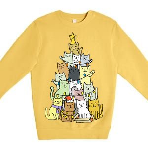 Funny Cat Christmas Tree Premium Crewneck Sweatshirt