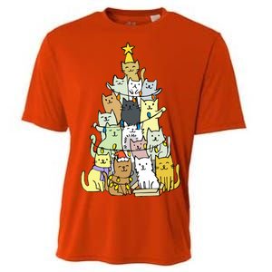 Funny Cat Christmas Tree Cooling Performance Crew T-Shirt