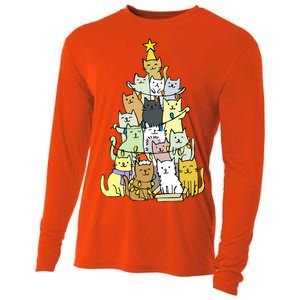 Funny Cat Christmas Tree Cooling Performance Long Sleeve Crew