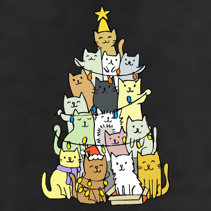 Funny Cat Christmas Tree Cool Comfort Performance Bucket Hat