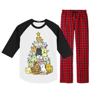 Funny Cat Christmas Tree Raglan Sleeve Pajama Set